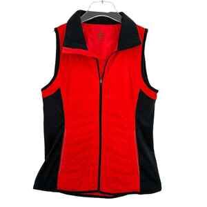 Prana Velocity Vest Women Small Red Black Full Zip Quilted‎ Lightweight